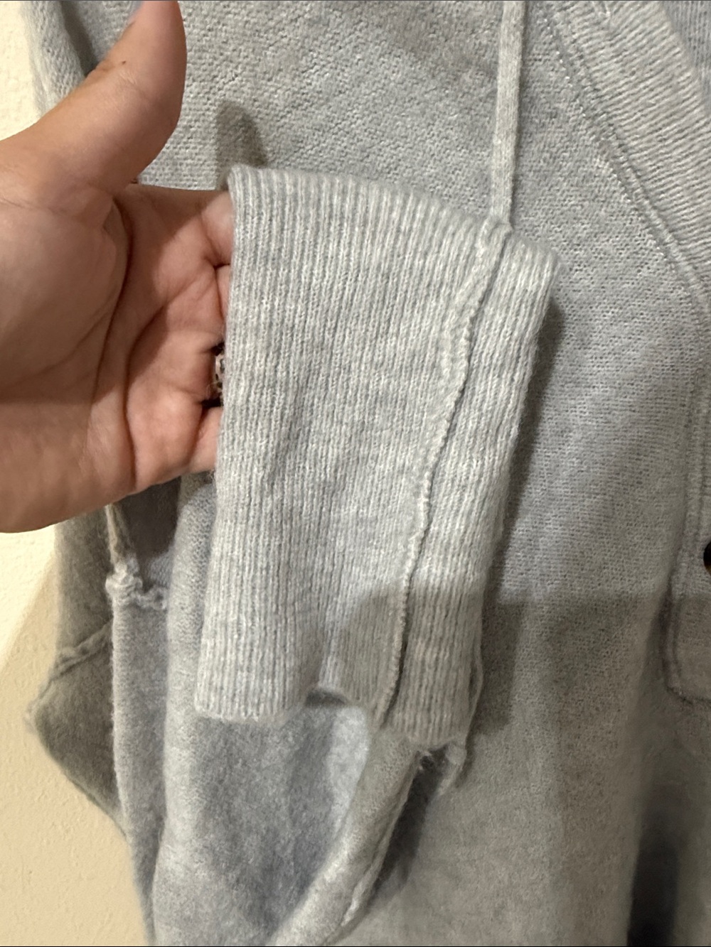 Free People Light Gray Hooded Quarter Button-Up Pullover - Picture 5 of 8